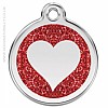 Heart Glitter Tag - Red